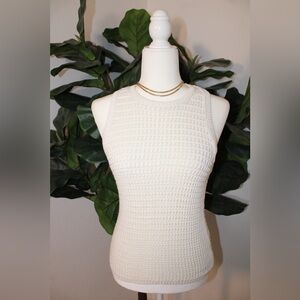 Madewell Crochet-Knit Crewneck Sweater Tank - Ivory/Cream